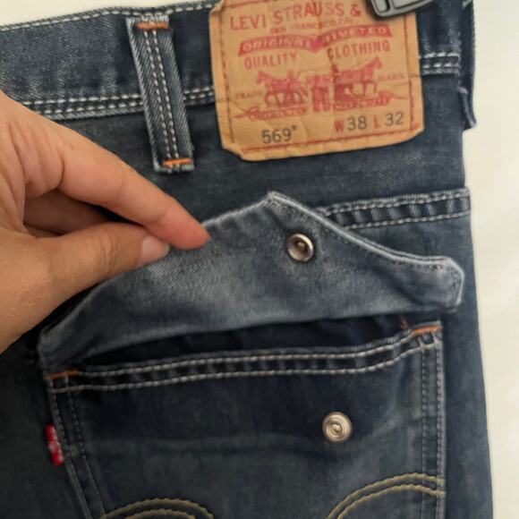 Levi's 569 Y2K Loose Straight Mens Jeans 38x32 Skater Baggy Grunge Snap Pockets - Picture 8 of 13